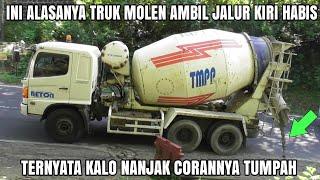 Ini Alasannya Kenapa Truk Molen Saat Nanjak Ambil Lajur Paling Kiri Corannya Tumpah Kejalan ??