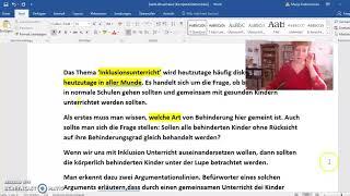 Inklusion #1  Schriftlicher Ausdruck C1  Live-Korrektur