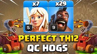 Perfect TH12  Queen Charge Attack Strategies  Th12 Mass Hog Attack 2024