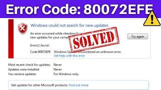 Windows 7 Update Error 80072efe  Error Code 80072EFE Problem Fixed  100% Solved