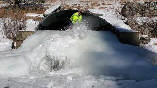 Opening The Biggest Ice Dam Ive Ever Seen