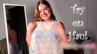 TRY ON HAUL  LINGERIE TRANSPARENT  Close Ups   See through  Dress No Bra & Micro Bikini Trend