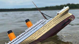 Gold Titanic Model Sinks at the Lake
