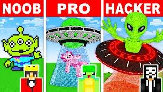 NOOB vs PRO ALIEN UFO HOUSE Build Challenge in Minecraft