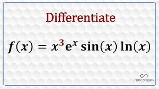 Derivative of y = 3x^3 e^x sinx lnx