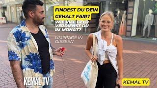 Findest du dein GEHALT FAIR? Wie viel GELD verdienst du im Monat? Umfrage in Gießen  Kemal TV