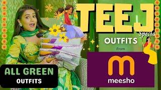 Must watch *TEEJ* Special All green ethnic outfits from MEESHO   Tryon  Honest Review  gimaashi