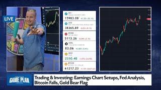 Trading & Investing Earnings Chart Setups Fed Analysis Bitcoin Falls Gold Bear Flag #btc