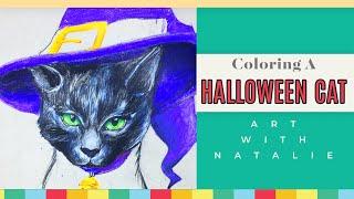 Coloring a Halloween Cat