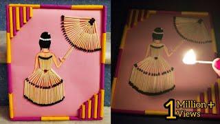 Matchstick art and craft ideaswall decoration matchstick dress and umbrella frameart and craft