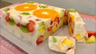 Only milk sour cream and fruit The most delicious and healthy dessert without gelatin and baking.