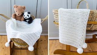 How to Crochet an EASY Baby Blanket A QUICK 1-Row Repeat for you