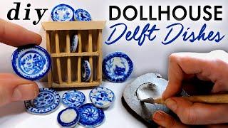 How to craft miniature plates for your Dollhouse with CLAY + dish rack tutorial.