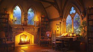 Medieval Rain & Fireplace Sounds for Deep Sleep Relaxation Study  ASMR