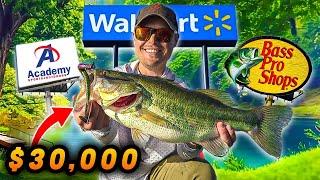 $30000 WALMART vs BASS PRO vs ACADEMY Fishing Challenge