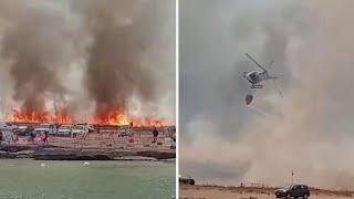 Il video degli incendi a Trapani in Sicilia la spola dell’elicottero per spegnere le fiamme