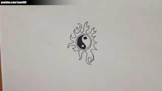 Como dibujar un simbolo yin yang paso a paso