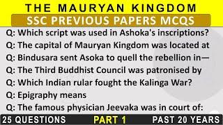 The Mauryan Empire  Part 1  Ancient History SSC Previous Year Questions 