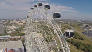 Drones-Eye view of The Orlando Eye observation wheel