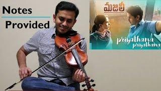 Priyathama Priyathama Violin cover  Majili  Carnatic and Western notes in Description
