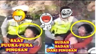 Lucu  Anak Ini Pura-Pura Pingsan Saat Hendak di Tilang Polisi Bikin Ketawa ngakak