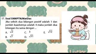 Jika selisih dua bilangan positif adalah 1 dan jumlah kuadratnya adalah 4 maka jumlah dua bilangan