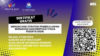 GRATIS SERTIFIKAT WEBINAR SETARA 4 POIN RHK  Merancang Strategi Pembelajaran Bermakna
