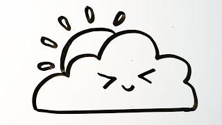  How to Draw Cute Sun Behind Cloud Emoji Very easy  Whiteboard drawing EZ