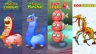 ALL My Singing Monsters Vs Raw Zebra Vs The Monster Explorers vs Zoochosis - Redesign Comparisons