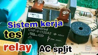 Cara kerja relay pada modul AC splittes dan ukur tegangan pada pin relay resistansi relay