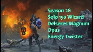 Diablo 3 Season 28 - Solo Wizard Greater Rift 150 Delsers Magnum Opus Energy Twister