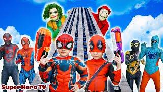 TEAM SPIDER-MAN VS Bad Guy JOKER KID SPIDER MAN & KID DEALPOOL Destroy JOKER thief LIVE ACTION