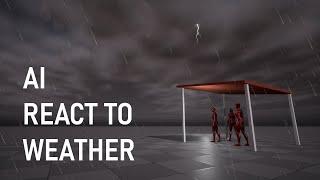UE5 Open World #23 - AI React to Weather - Take Shelter In Rain