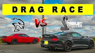 2022 Ford Shelby GT500 vs Dodge Challenger Hellcat there is only one winner. Drag and Roll Race.