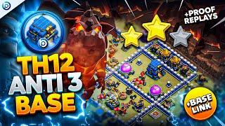 The ULTIMATE TH12 ANTI 3 STAR BASE with LINK 2024  Town Hall 12 War Base ANALYSIS + PROOF Replays