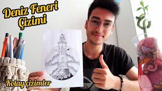 Deniz Feneri resmi çizimi- Deniz feneri çizimi karakalem- Kolay çizimler- çizim videoları