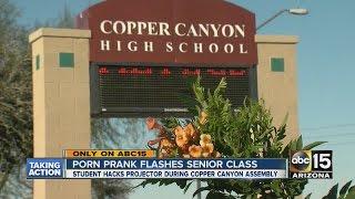 Porn prank flashes senior class