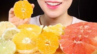 ASMR Juicy and Tangy Fruits  Grapefruit Mandarin Orange Lemon Lime  Eating Sounds Mukbang