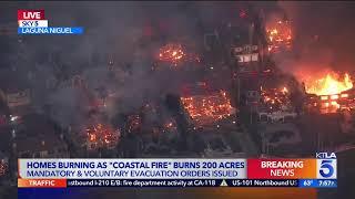 Live Coastal Fire burns homes in Laguna Niguel