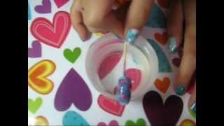 Magenta - Turquoise Water Marble Flower Nail Art Tutorial