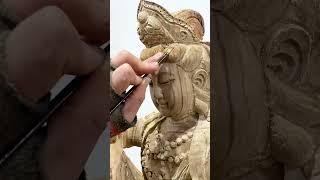 Guanyin Amidst the Waves Wood Carving