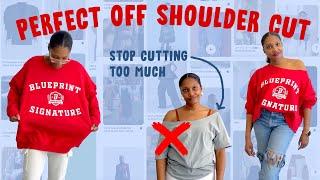 DIY Perfect Off Shoulder Cropped Sweatshirt  T-shirt cutting for Beginners