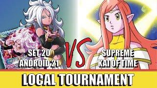 Android 21 Set 20 vs Supreme Kai of Time B  Gameplay  DBS TCG