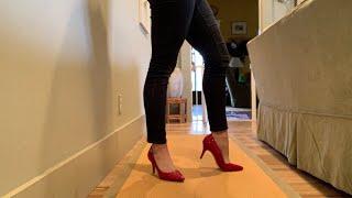 ASMR Unboxing and Trying on Red Heels - Calvin Klein