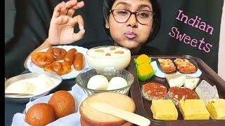 Eating Indian SweetsRasogollaGulab JamunLadduRasmalaiBarfiMisti DoiJalebi Indian Sweets ASMR