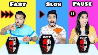 Fast Vs Slow Vs Pause Food Eating Challenge  Funny Food Challenge  Hungry Birds