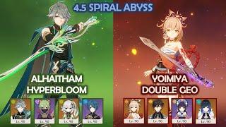 Alhaitham Hyperbloom & Yoimiya Yunjin Double Geo - 4.5 Spiral Abyss - Genshin Impact