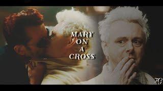 good omens 2  crowley & aziraphale } mary on a cross