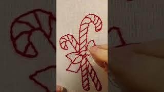 Beginner Embroidery Red Work Christmas Candy Cane