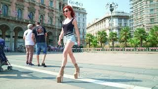 Hella heels ankle Ride em Boot - Desert - 8 INCH. Publick walking in heels around Duomo di Milano.